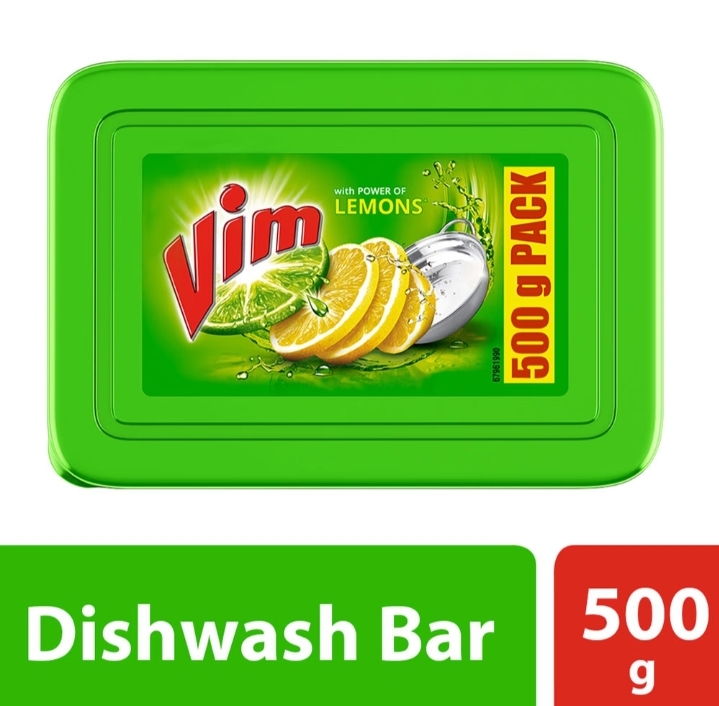vim lemons dishwash bar with scrubber 500g