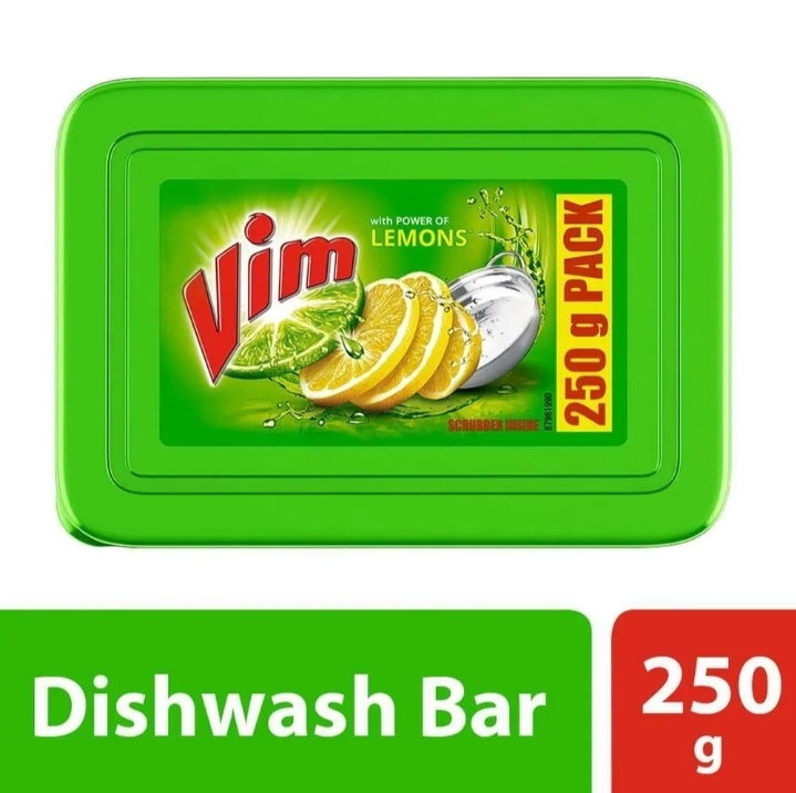 vim lemons dishwash bar with scrubber 250 g